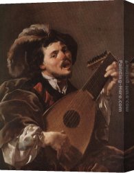 Terbrugghen Canvas Paintings - Lute Player by Hendrick Terbrugghen