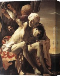 Terbrugghen Canvas Paintings - St Sebastian Tended by Irene and her Maid by Hendrick Terbrugghen