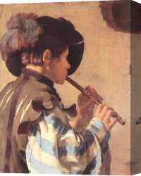 Terbrugghen Canvas Paintings - The Flute Player by Hendrick Terbrugghen