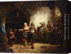 Flirtation Canvas Paintings - The Flirtation by Hendricus Engelbertus Reijntjens