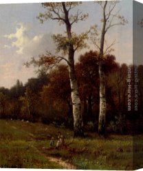 A Picnic on The Riverbank Canvas Paintings - A Picnic Before The Woods by Hendrik Pieter Koekkoek