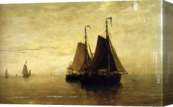 Mesdag Canvas Paintings - Kalme Zee by Hendrik Willem Mesdag