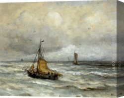 Mesdag Canvas Paintings - Off The Coast by Hendrik Willem Mesdag