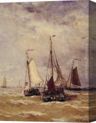 Departure Canvas Paintings - Preparations for Departure by Hendrik Willem Mesdag