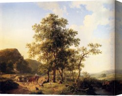 Halt of The Brigands Canvas Paintings - A Halt Along The Way by Hendrikus van den Sande Bakhuyzen