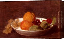 Bowl Canvas Paintings - A Bowl Of Fruit by Henri Fantin-Latour