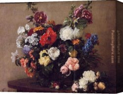 Bouquet Canvas Paintings - Bouquet of Diverse Flowers by Henri Fantin-Latour