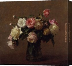 Bouquet Canvas Paintings - Bouquet of Roses by Henri Fantin-Latour