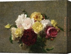 Bouquet Canvas Paintings - Bouquet of Roses I by Henri Fantin-Latour