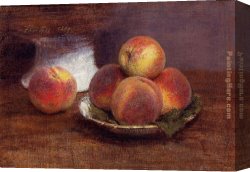 Peaches Canvas Paintings - Bowl of Peaches by Henri Fantin-Latour