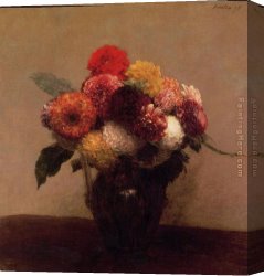 Queen Canvas Paintings - Dahlias, Queens Daisies, Roses and Corn Flowers I by Henri Fantin-Latour