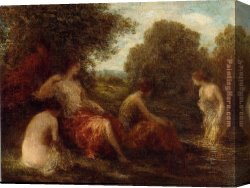 Diana And Acteon Canvas Paintings - Diana and Her Handmaidens by Henri Fantin-Latour