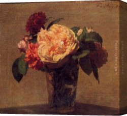 Vase Canvas Paintings - Flowers in a Vase by Henri Fantin-Latour
