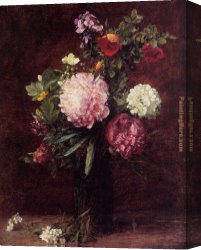 The Flower Seller Canvas Paintings - Flowers Large Bouquet with Three Peonies by Henri Fantin-Latour