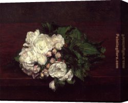 The White Rose Canvas Paintings - Flowers White Roses by Henri Fantin-Latour