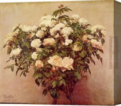 Park of Rose Canvas Paintings - Rose Trees White Roses by Henri Fantin-Latour