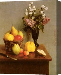 Still Life with Flowers And Fruit Canvas Paintings - Still Life With Flowers And Fruit by Henri Fantin-Latour