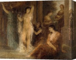 The Harem Bath Canvas Paintings - The Bath by Henri Fantin-Latour
