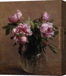 Vase Canvas Paintings - Vase of Peonies by Henri Fantin-Latour