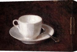 The Stirrup Cup Canvas Paintings - White Cup And Saucer by Henri Fantin-Latour