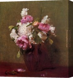 Park of Rose Canvas Paintings - White Peonies and Roses Narcissus by Henri Fantin-Latour