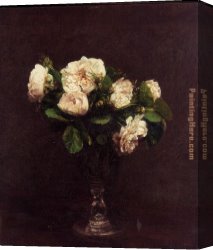 The White Rose Canvas Paintings - White Roses by Henri Fantin-Latour