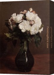 The White Rose Canvas Paintings - White Roses in a Green Vase by Henri Fantin-Latour