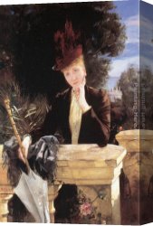 Henri Gervex Canvas Paintings - A portrait of Marie-Clotilde de Faret Legrand, Comtesse de Fourn&eacute;s by Henri Gervex