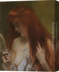 Toilette Canvas Paintings - Femme Resuse &agrave; la Toilette by Henri Gervex