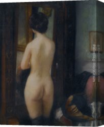 Henri Gervex Canvas Paintings - Nu a la Psyche by Henri Gervex