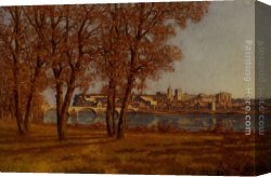 Rapto De Europa 02 Canvas Paintings - Le Chateau Des Papes A Avignon by Henri-Joseph Harpignies