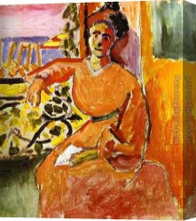 The Open Window Canvas Paintings - A Woman Sitting before the Window by Henri Matisse