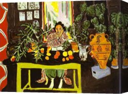 Peasant Interior Canvas Paintings - Interior with Etruscan Vase by Henri Matisse