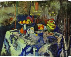 Bottle Canvas Paintings - Still Life with Vase Bottle and Fruit by Henri Matisse