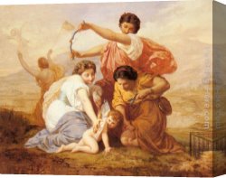 (wings) Canvas Paintings - Clipping Cupid's Wings by Henri Pierre Picou