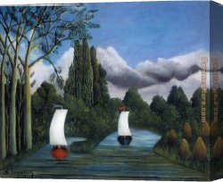 Bank Canvas Paintings - Banks of the Oise by Henri Rousseau