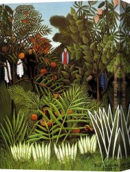 Exotic Canvas Paintings - Exotic Landscape 1908 by Henri Rousseau