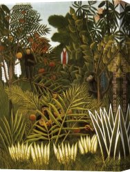 Exotic Canvas Paintings - Exotic Landscape by Henri Rousseau