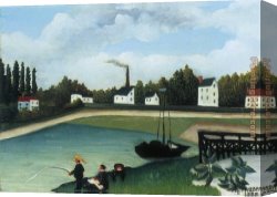 Family Canvas Paintings - Family Fishing by Henri Rousseau