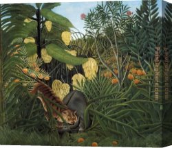 Fight Canvas Paintings - Fight Between a Tiger and a Buffalo by Henri Rousseau