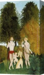 Henri Rousseau Canvas Paintings - Happy Quartet by Henri Rousseau