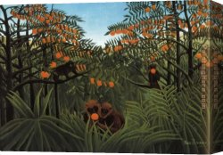 Henri Gervex Canvas Paintings - Monkeys in the Jungle by Henri Rousseau