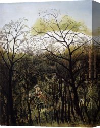 Tropical Forest with Monkeys Canvas Paintings - Rendezvous in the Forest by Henri Rousseau