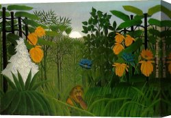 Henri Gervex Canvas Paintings - The Repast of the Lion by Henri Rousseau