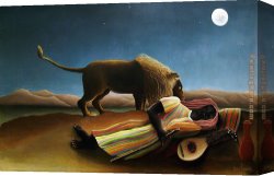 Henri Gervex Canvas Paintings - The Sleeping Gypsy by Henri Rousseau