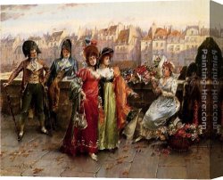 Flirtation Canvas Paintings - Flirtation by Henri Victor Lesur