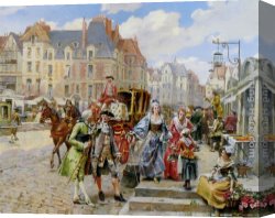 A Peaceful Time Canvas Paintings - Paris Street in the time of Louis XIV by Henri Victor Lesur