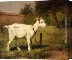 Goats Canvas Paintings - A Goat In A Meadow by Henriette Ronner-Knip