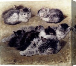 Henriette Canvas Paintings - A Study Of Cats by Henriette Ronner-Knip