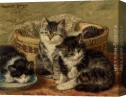 Henriette Canvas Paintings - Four Kittens by Henriette Ronner-Knip